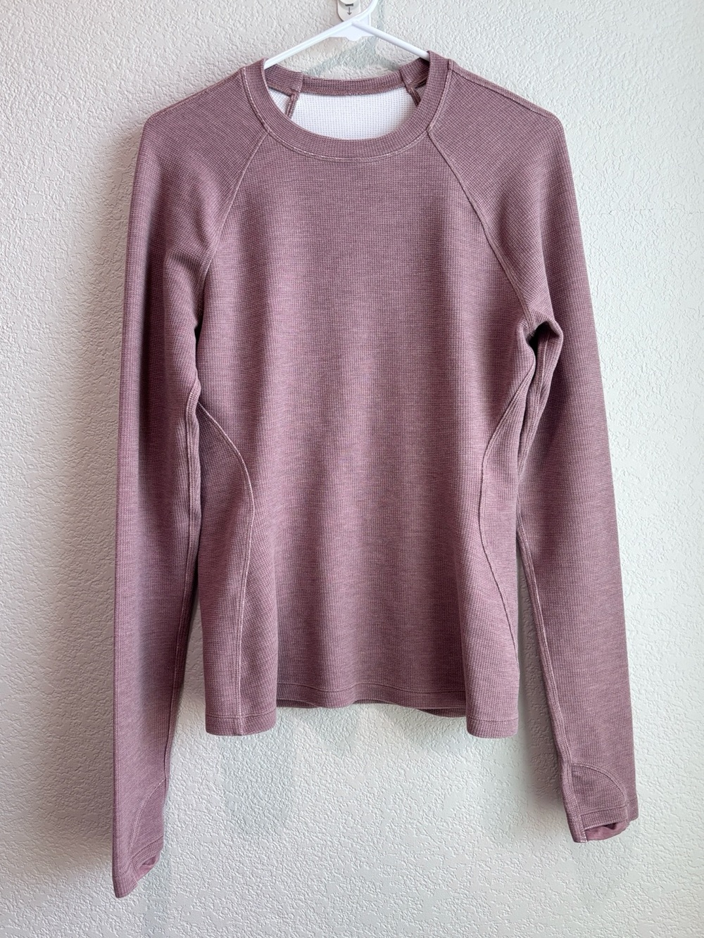 Lululemon Waffle Knit Crewneck Base Layer Heathered Twilight Rose Size Small